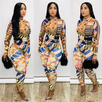 

B91468 2020 new arrivals jumpsuit sexy round neck long sleeve bodycon colorful full length sexy women winter jumpsuit and romper