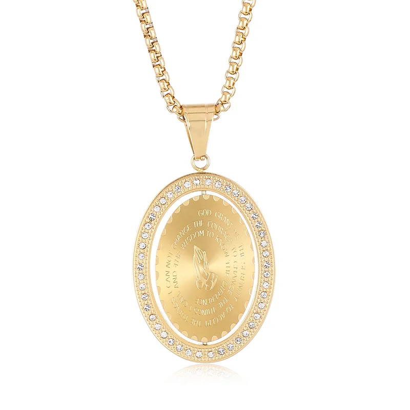 

Kalen Stainless Steel Gold Plated Adjustable Oval Shield Pendant with Engravings