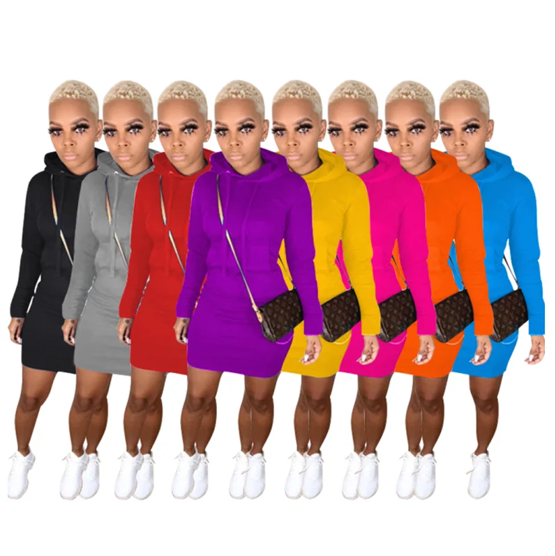

Amazon fleece Hoodie fall/winter fashion casual hoodie sweater dress women clothing african women dresses, Picture color