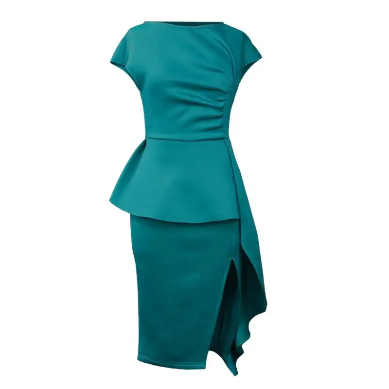 

Summer New Fashion Pleated Sleeveless Pencil Women Office Career Dress