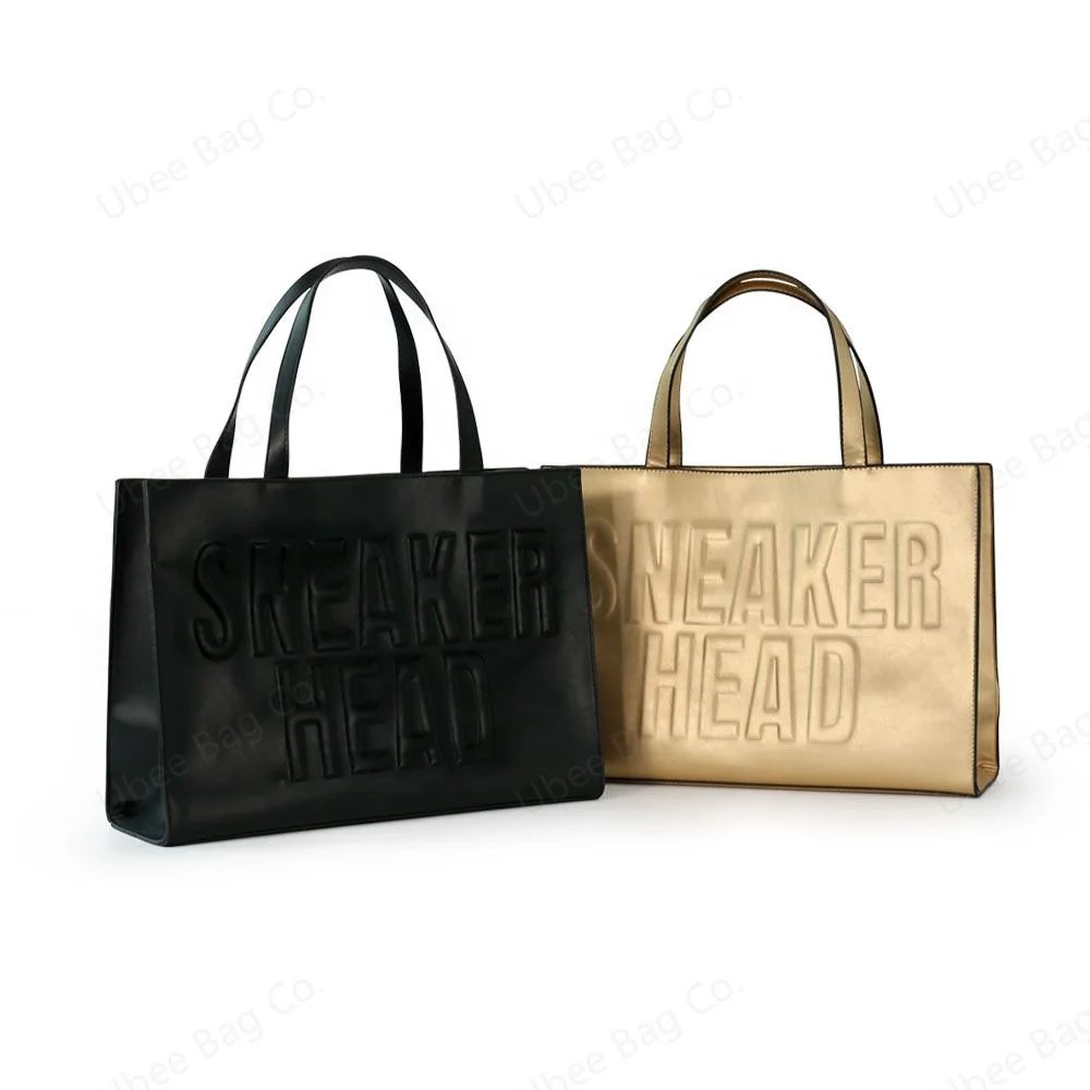 

2022 New Sneaker Head Vegan Leather Custom Logo Embossed Big Travel Vintage Bag Women's Tote Bags Women Hand Bags Handbag