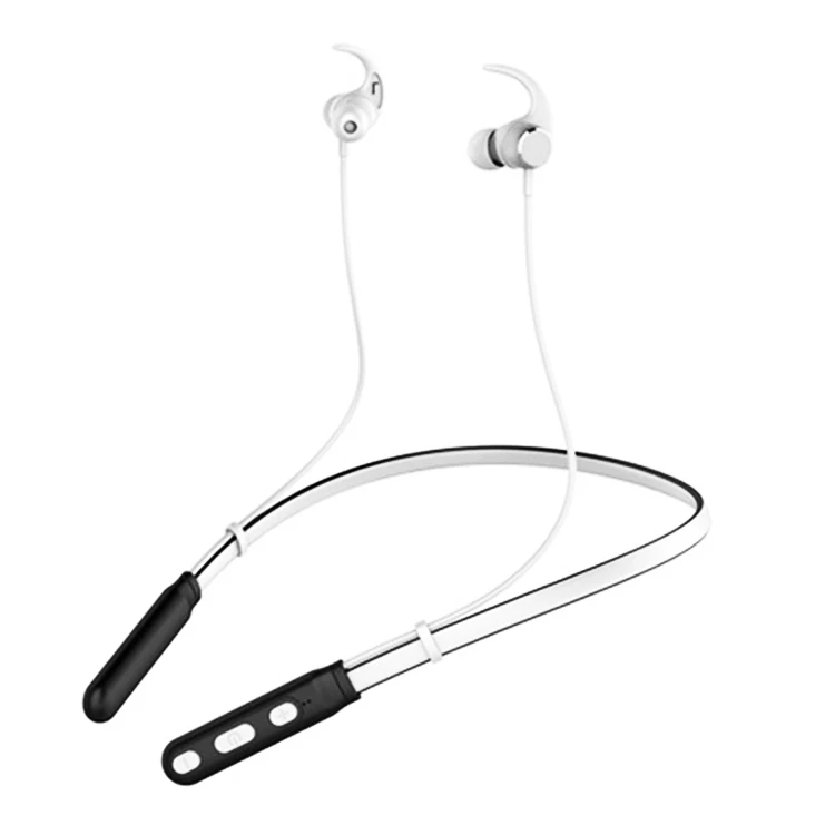 

New Tws Technology cheap wireless handfree metal noise cancelling headphones neckband earphone earbuds, White