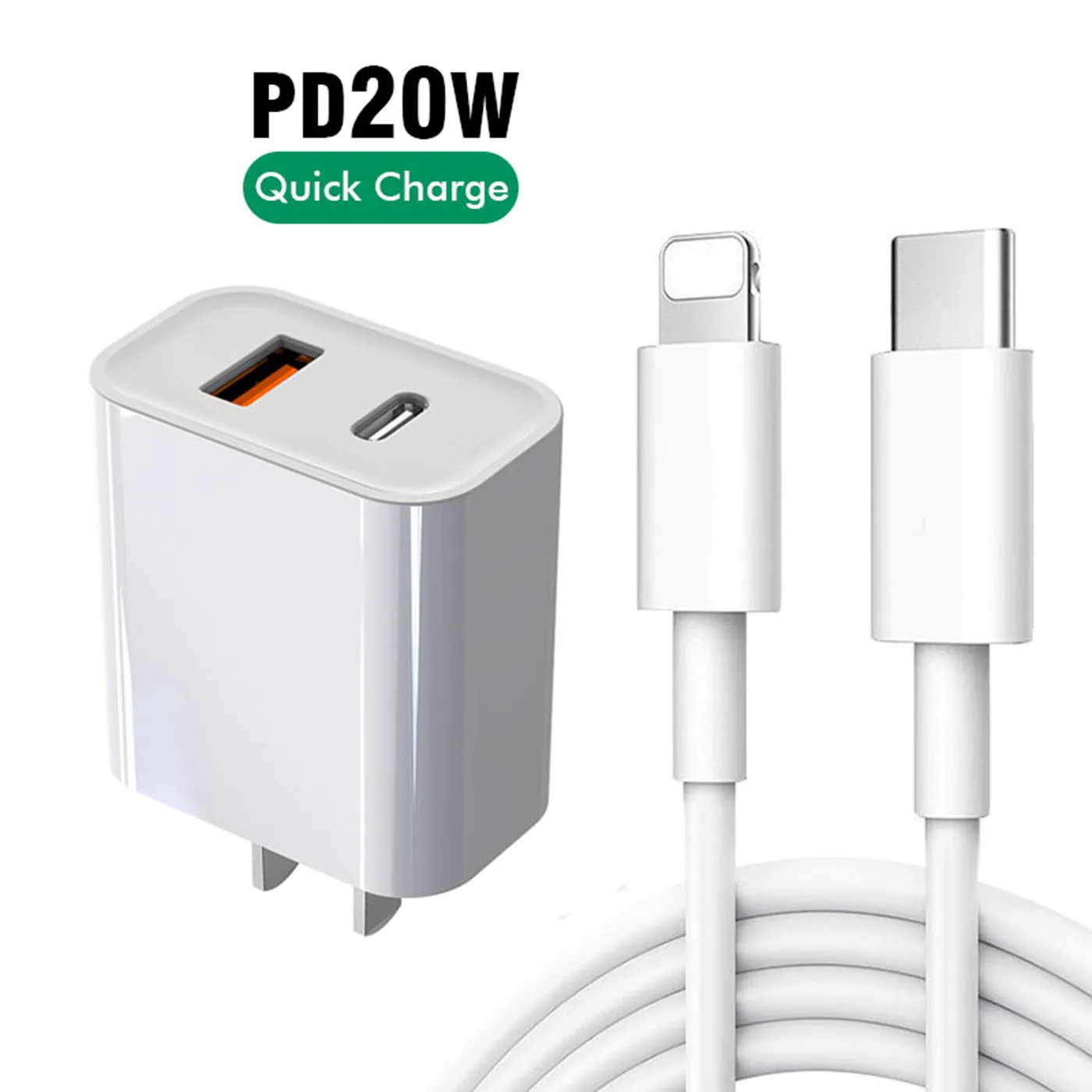 

20w Pd Fast Charger Type C Usb-c Pd Adapter Usb Wall Charger 18w Pd Kit For Iphone 12 Iphone 12 Mini Pro Max Charger, White