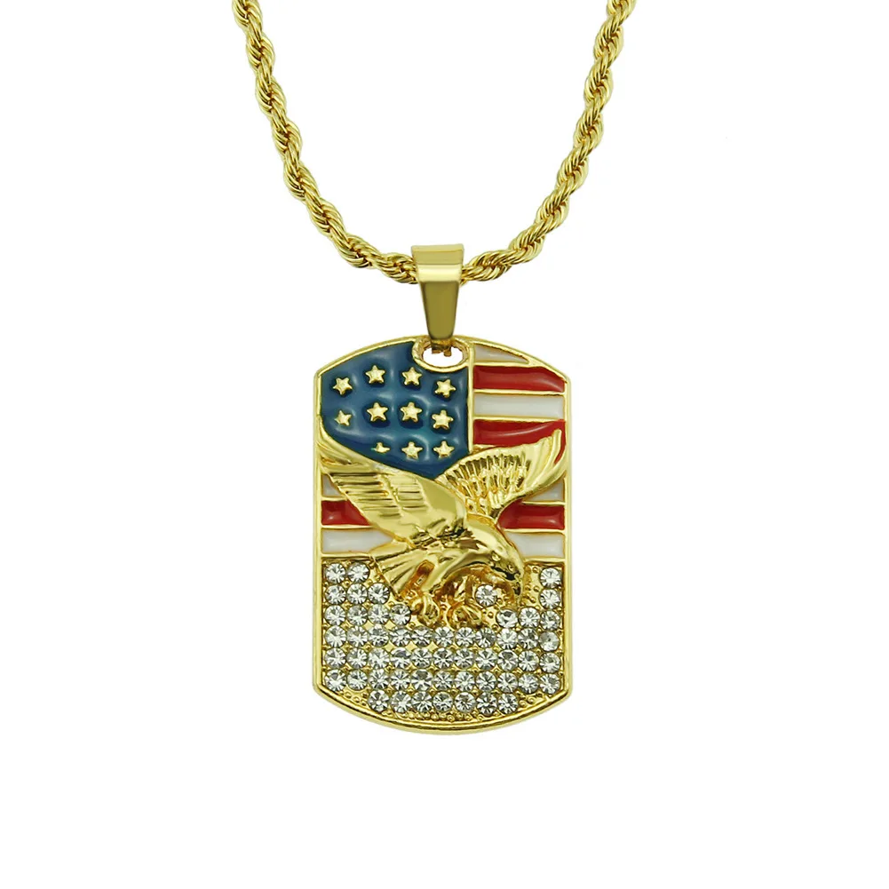 

Hip-Hop Diamond-Studded Eagle Three-Dimensional Pendant Necklace Pendant Kids Natural Stone Zircon Necklace