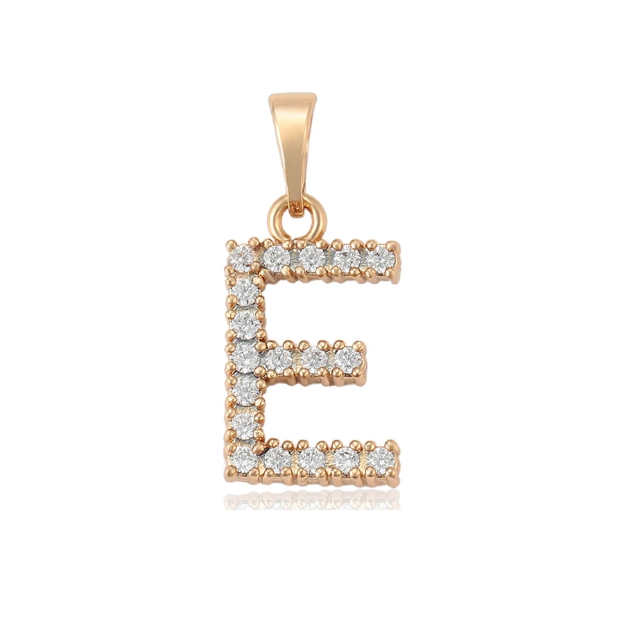 

36048 Xuping hollow the entire multi zircon alphabet E pendant without necklace jewelry, White