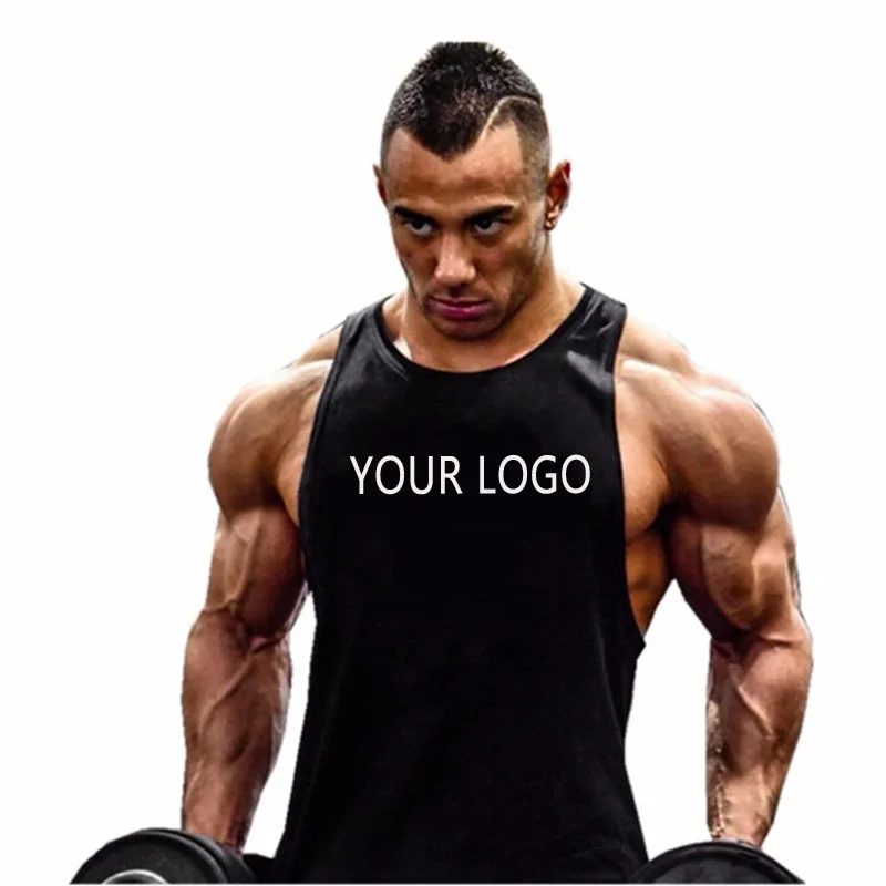 

drop shipping Quick dry mens custom logo gym bodybuilding tops outdoor muscle tank tops training fitness sportswear gym stringer