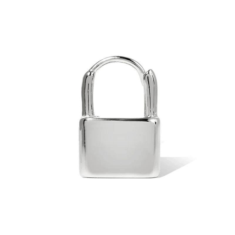 

Single cross-border all-match personalized Simple lock fashion silver earrings