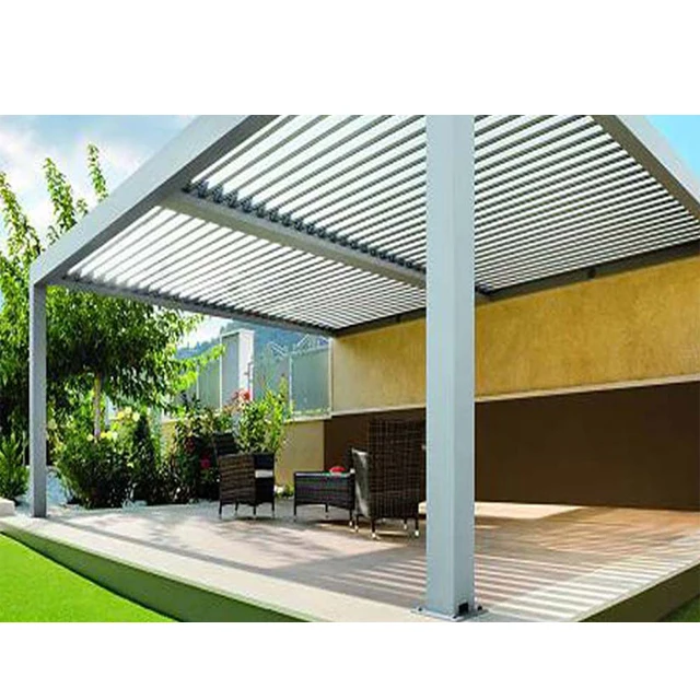 

new arrival Outdoor Waterproof Pergola Square Adjustable Shutter Aluminum Louver gazebo outdoor Roof pergola aluminium outdoor