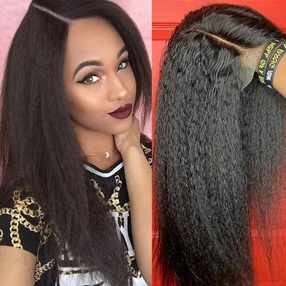 

Light Yaki Straight New 13x3 Lace Frontal Human Hair Wig Brazilian Italian Yaki Lace Front Wigs with Elastic Bands Preplucked