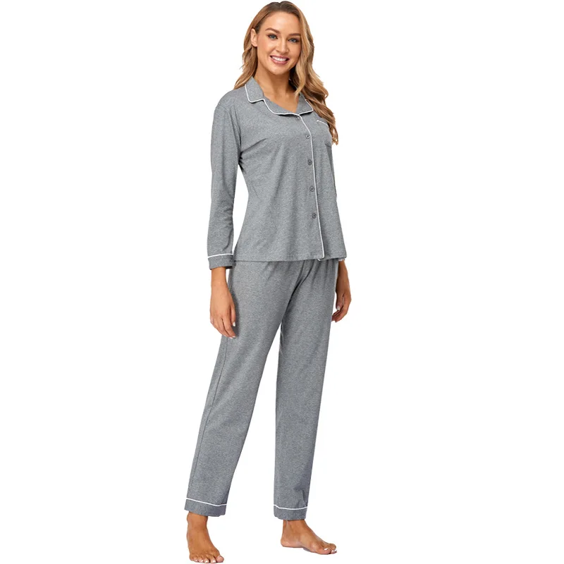 

2021 Pijamas Set Long Sleeve Sleepwear Womens Button Down plug size  Nightwear Soft Pj Lounge Sets, Customized color