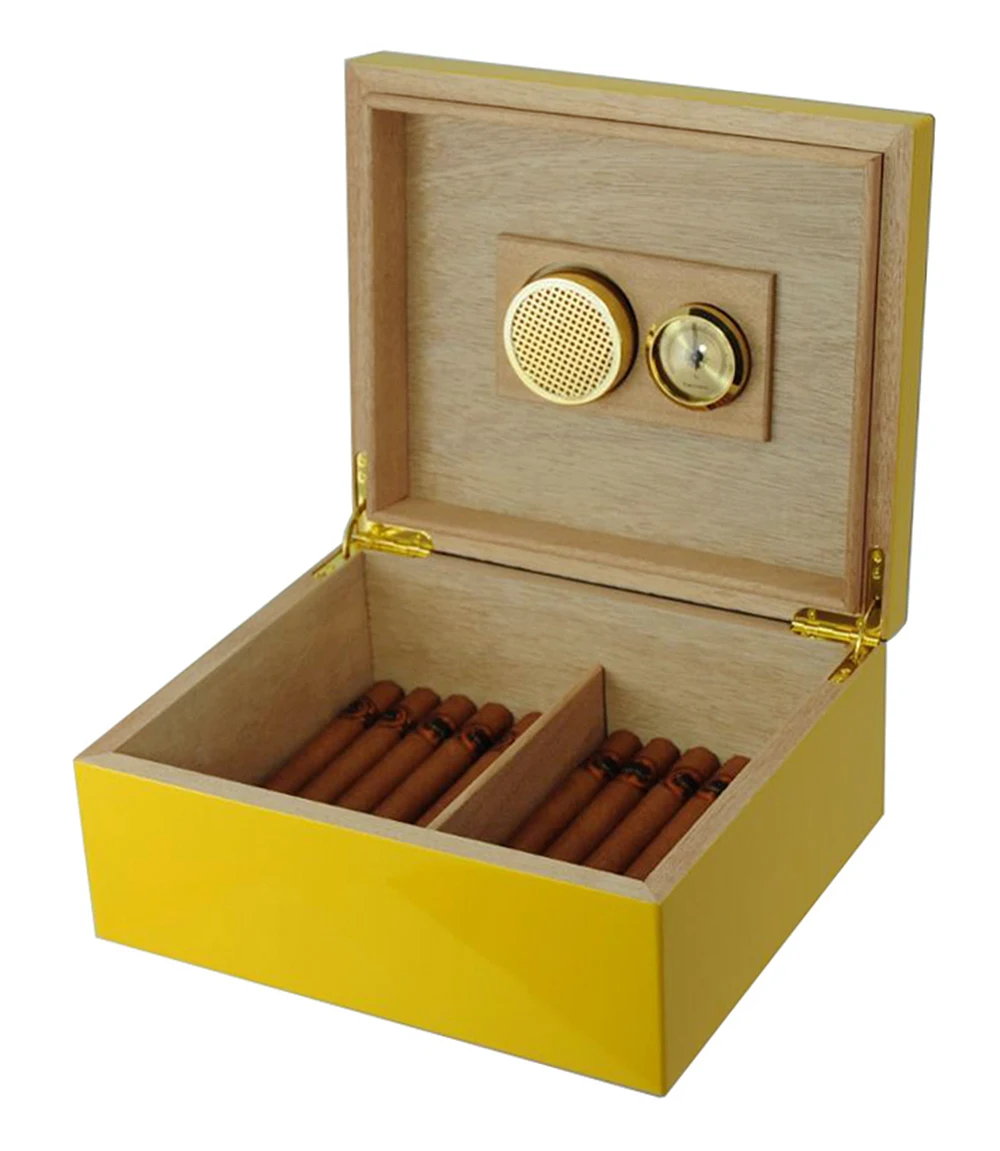 高光澤完成 25 克拉 cohiba humidor 黃色明亮的雪茄盒