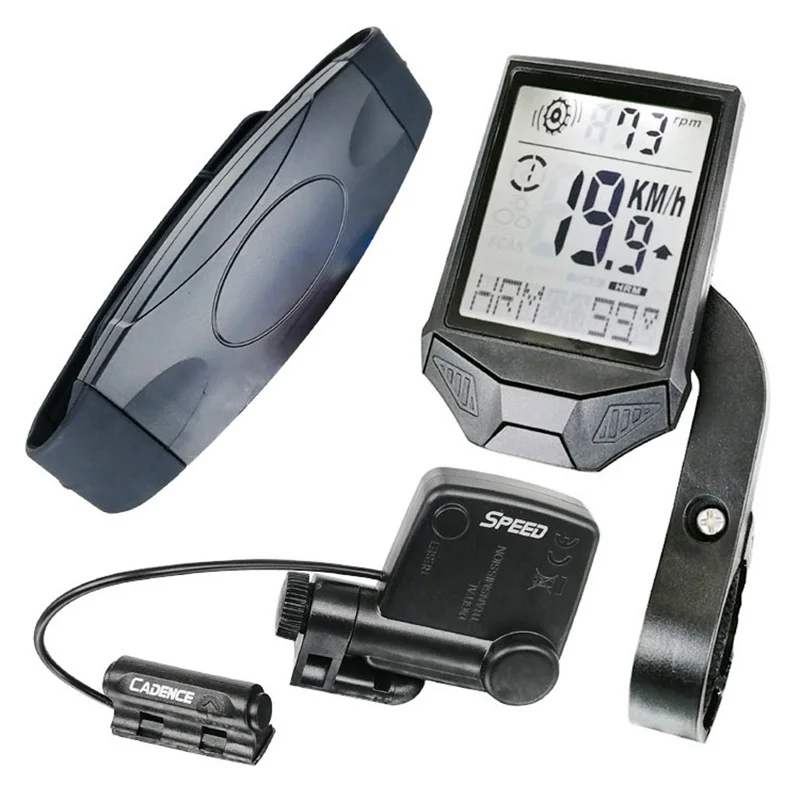 
3 in 1 Wireless LCD Display Cycling Computer Bicyle Cadence Speed Meter Sensor Heart Rate Monitor Belt w/ Bike Computer Holder  (62262643641)