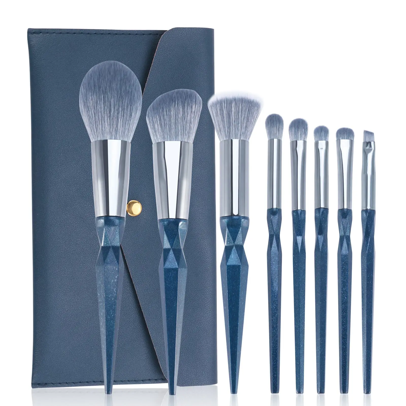 

OEM Professional Vegan Makeup Brushes Set Blue Diamond Glitter Cosmetic Eye Shadow Brush Beauty Tool Makeup Brush Set