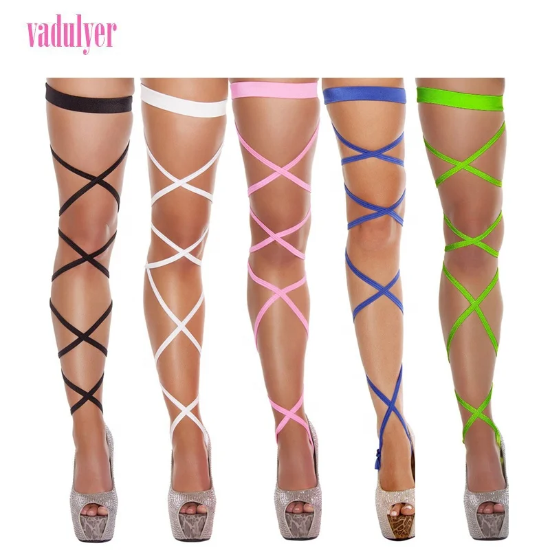 

Vadulyer Wholesale Best Sell Rave Wear Multicolor Stripper Leg Wraps, Picture