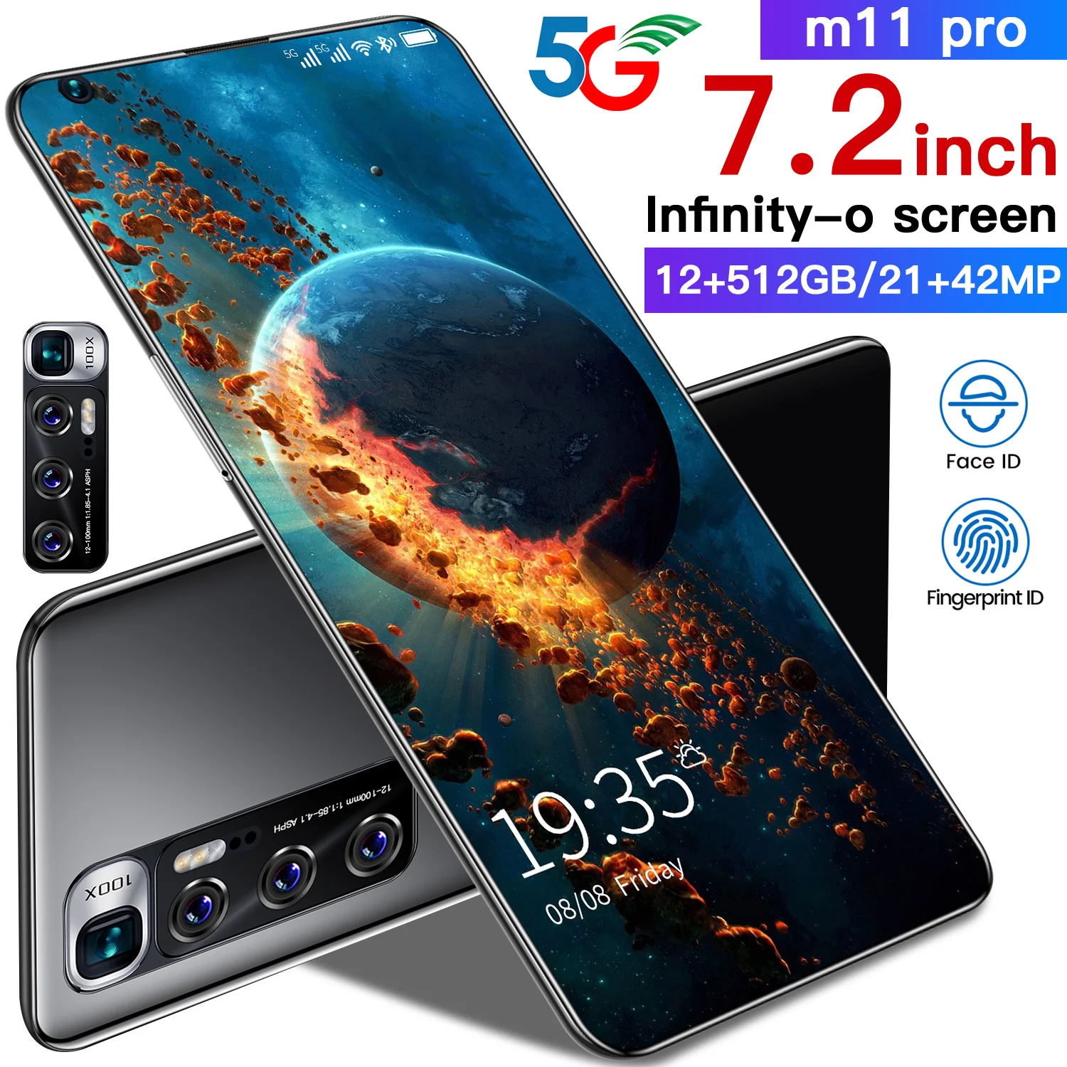 

Wholesale High Quality M11 7.2 Inch Smartphone 12GB+512GB ROM 5G Android Cellphone Dual SIM Mobile Phone Cell Smart Phones