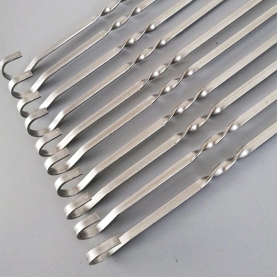 

stainless steel BBQ Iron Grilling Flat Skewers Barbecue Food Camping vegetable Needle, As show