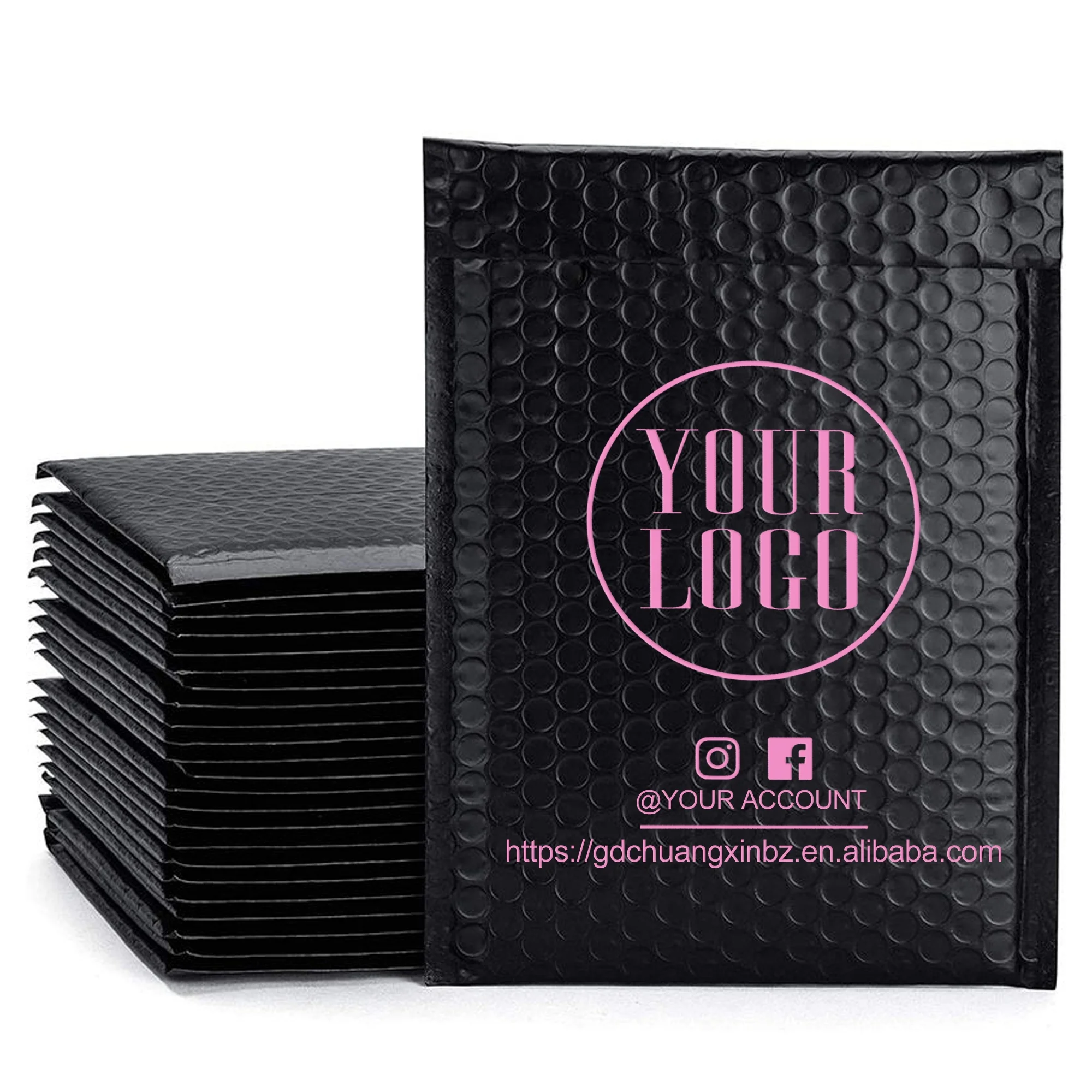 

ZGCX Black Bubble Packag/ Polymailers Black Printing Logo Bubble Packing Mailer Bag Black Shipping Packaging Bubble Mailer Bag