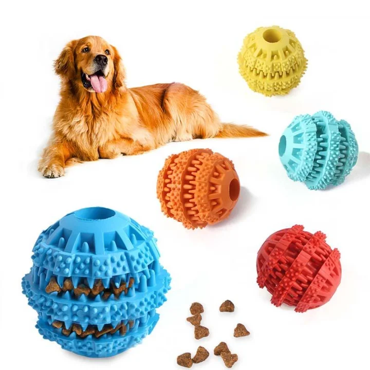 

Elasticity Rubber Dog Ball Toys Tooth Cleaning Dog Chew Toy Leaking Ball Interactive Toy Puppy Training Products, Picture showed