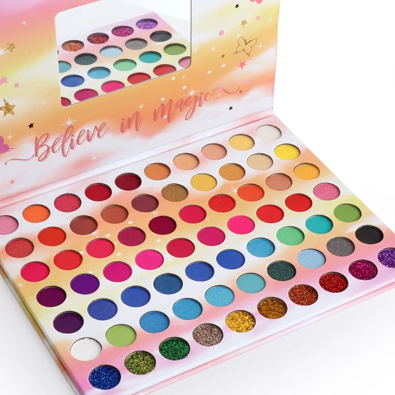 

Big Eyeshadow Palette High Pigment Eye Make Up Matte Orange Green Blue Colorful OEM Customzied 70 Colors Cheap Eye Shadow