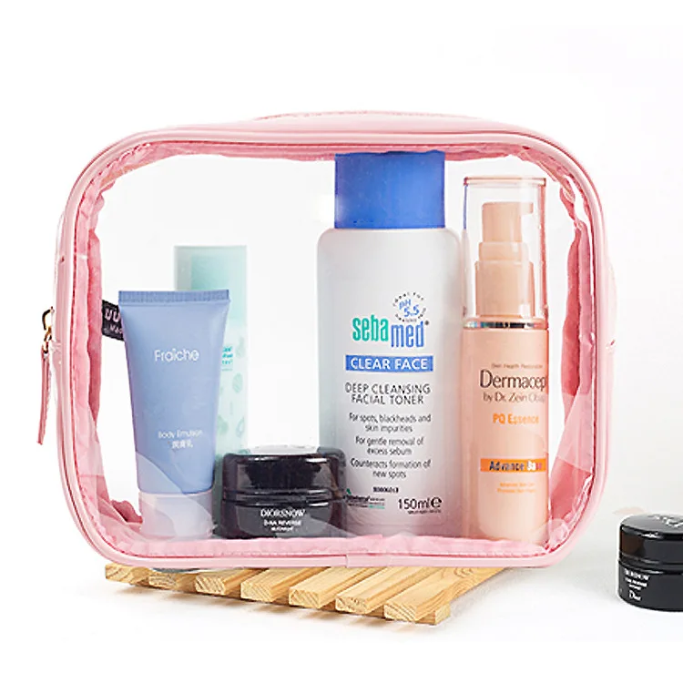 

Wholesales Toiletry Cosmetic Storage Zipper Closure Travel Bag Transparent Clear Cosmetic Bag, You like