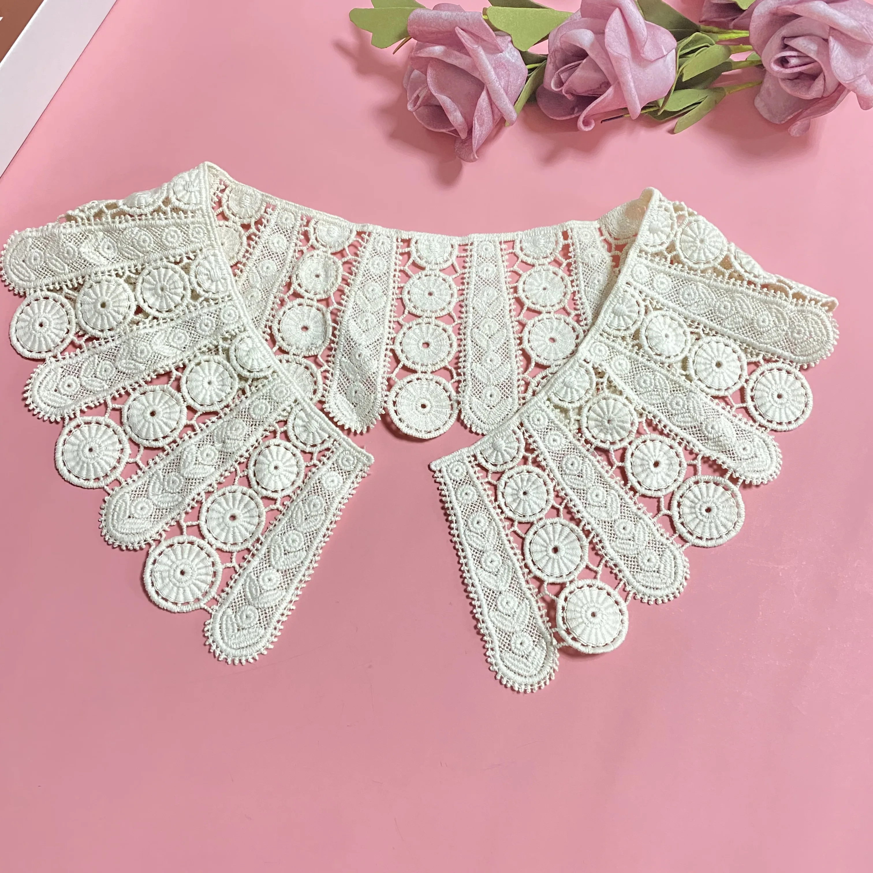 

Manufacturer's new garment accessories cotton base cloth hollow embroidery pure cotton garment false collar