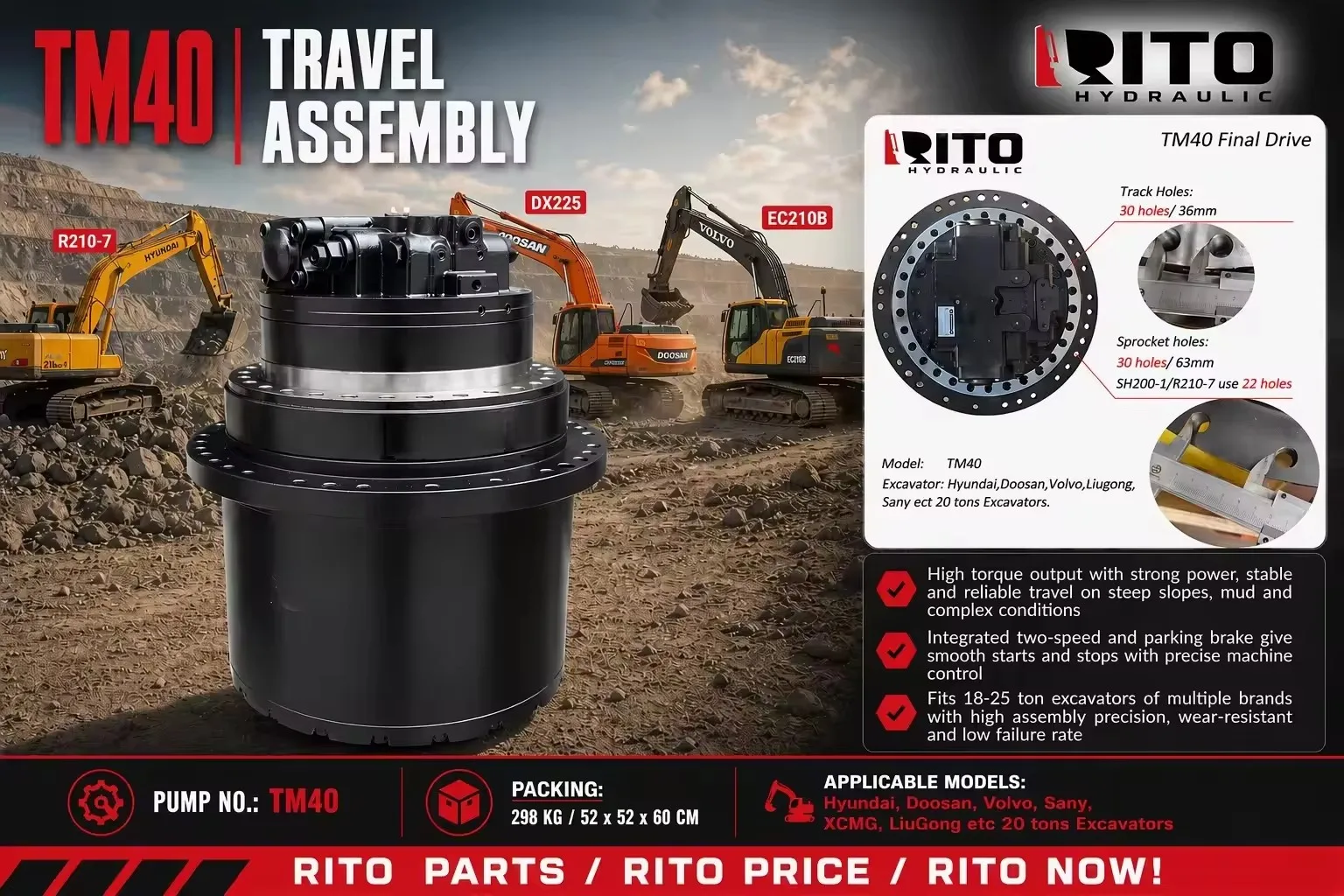 TM40 Travel Assembly Final Drive - RITO HYDRAULIC