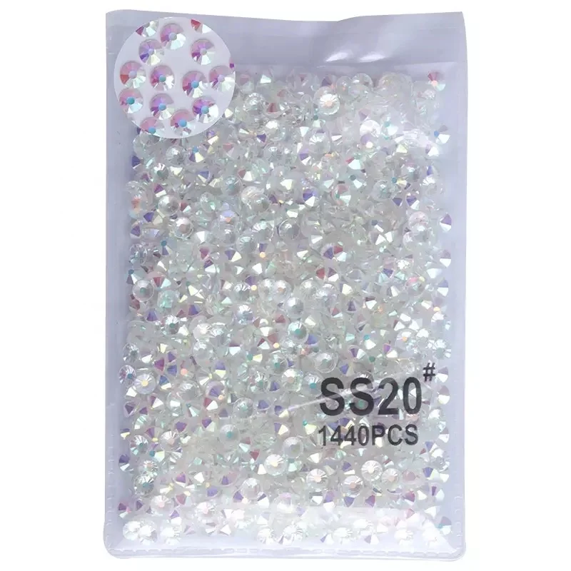 

S3-SS20 Mix Sizes Crystal Clear AB Non Hotfix Flatback Rhinestones Nail Art Rhinestones For 3D Nail Art Decoration 1440Pcs