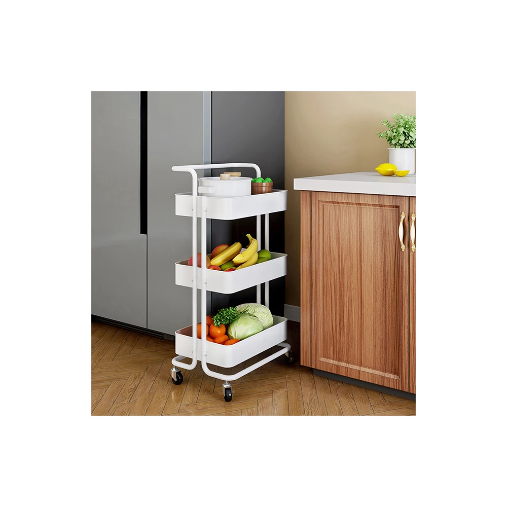 

High quality black metal modern household bathroom kitchen trolley