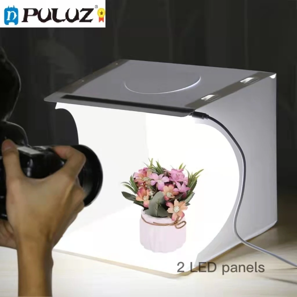 

2 LED Panels PULUZ 20cm Photo Studio Light Box Portable Photographic Lighting Photo Box 6 Photography Backdrop Dropshipping