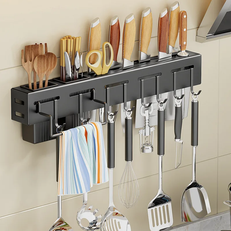 Wholesale Wall Mounted Kitchen Knife Rack Organizer Cooking Tools Rack Shelf  Chopsticks/Spoon Storage Holders Kitchen Racks