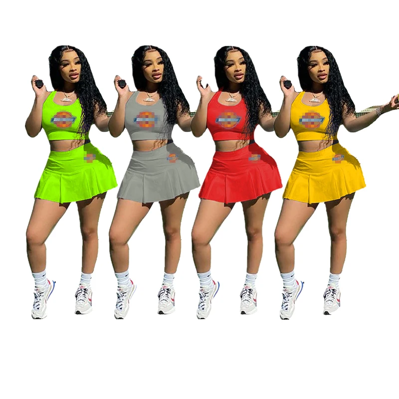 

Fashion Two Piece Skirt Set Summer Sportwear Running Skirt Sets Women 2 Piece Outfits Skirts Tennis Wear