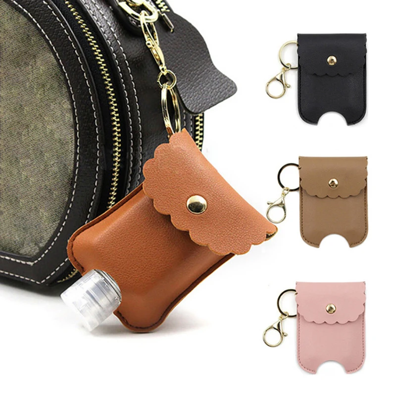

PU Leather Travel Hand Sanitizer Holder Storage Bags Keychain Holder Perfume Bottle Holder Cover Portable