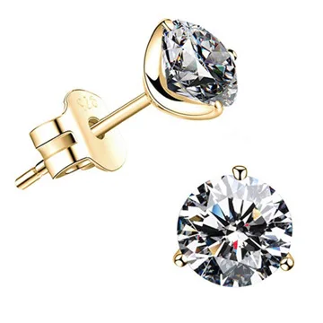 

2021 Fashion Hot sale "STUNNING FLAME" 18K Gold Plated Silver Brilliant Cut Simulated Diamond CZ Stud Earrings for women