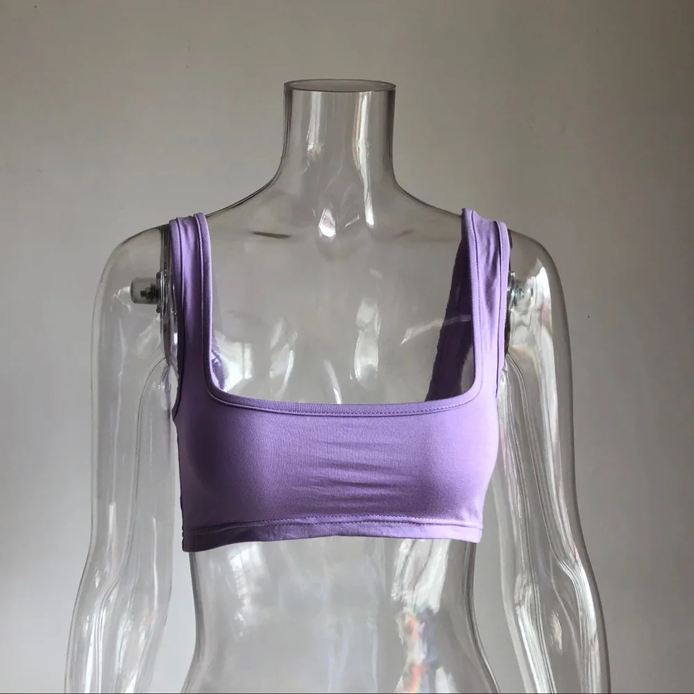 
8056 Summer Soft Cotton Material Bandeau Tops Women Sleeveless Brown Tank Top 3 Colors Streetwear Vest Clothing Dropshipping 