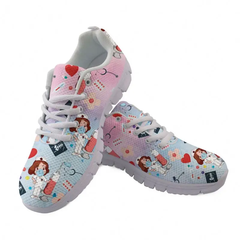 

Medical Themed Shoes Cartoon Nurse/doctor/ Hospital Equipment 3d Full Print Women Flats Sneakers Leisure Ladies Shoes, As image shows