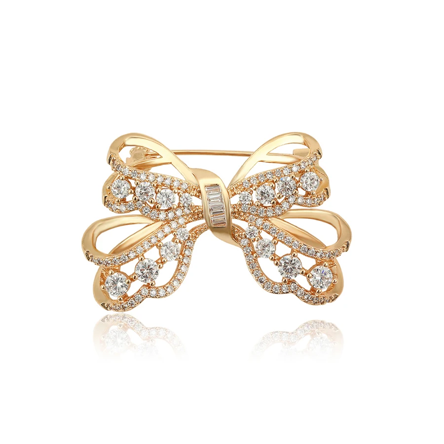 

brooches-231 Xuping fashion gold women jewelry White zircon butterfly brooch