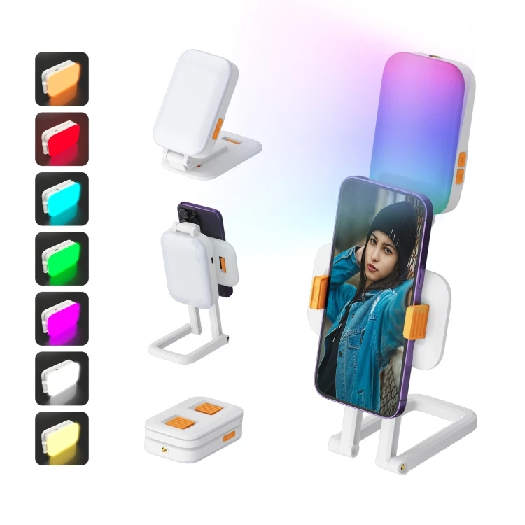 

Original D2 Pro Mini RGB Fill Light Pocket Light With Mobile Phone Holder(White)