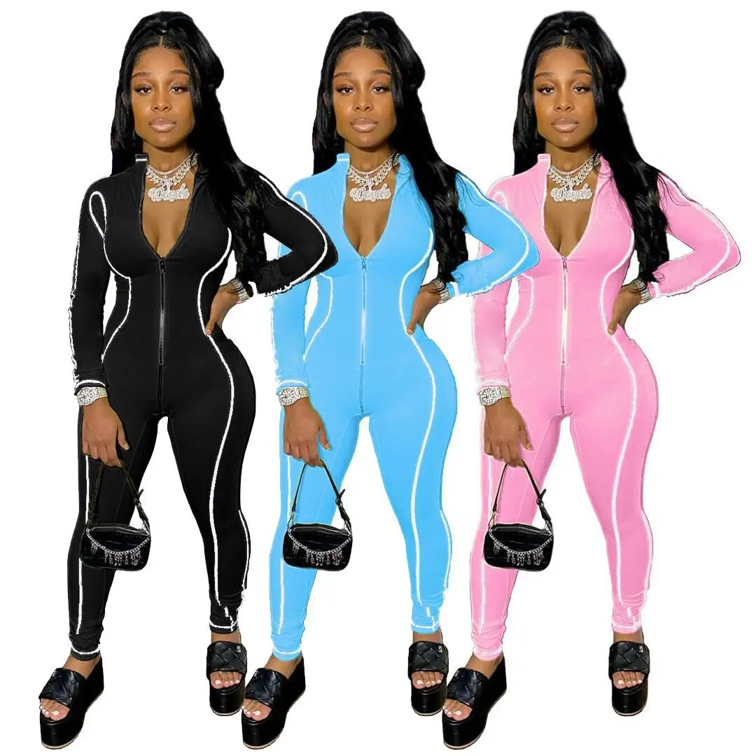 

European and American printed zipper sweat suit ladies sportswear one-piece plain woman sweat suites for jogging, Multi color