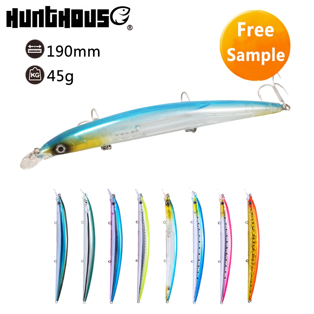 

190mm/45g long-casting hard plastic bait saltwater fishing minnow lure, 7 colors