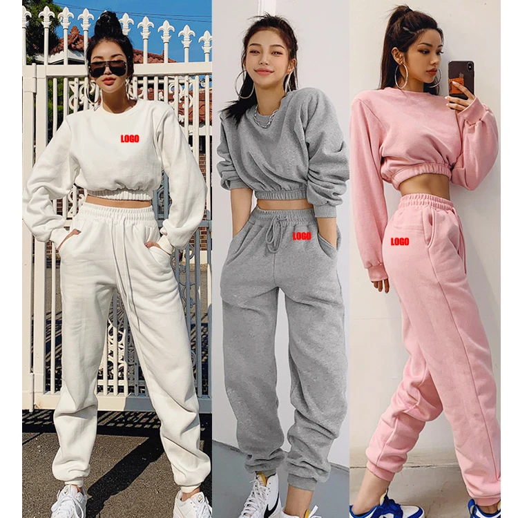 

Free Shipping solid candy color loose hoodie casual trouser Two Piece Set Women Clothing Women Joggers Suits Set, Color avaliable