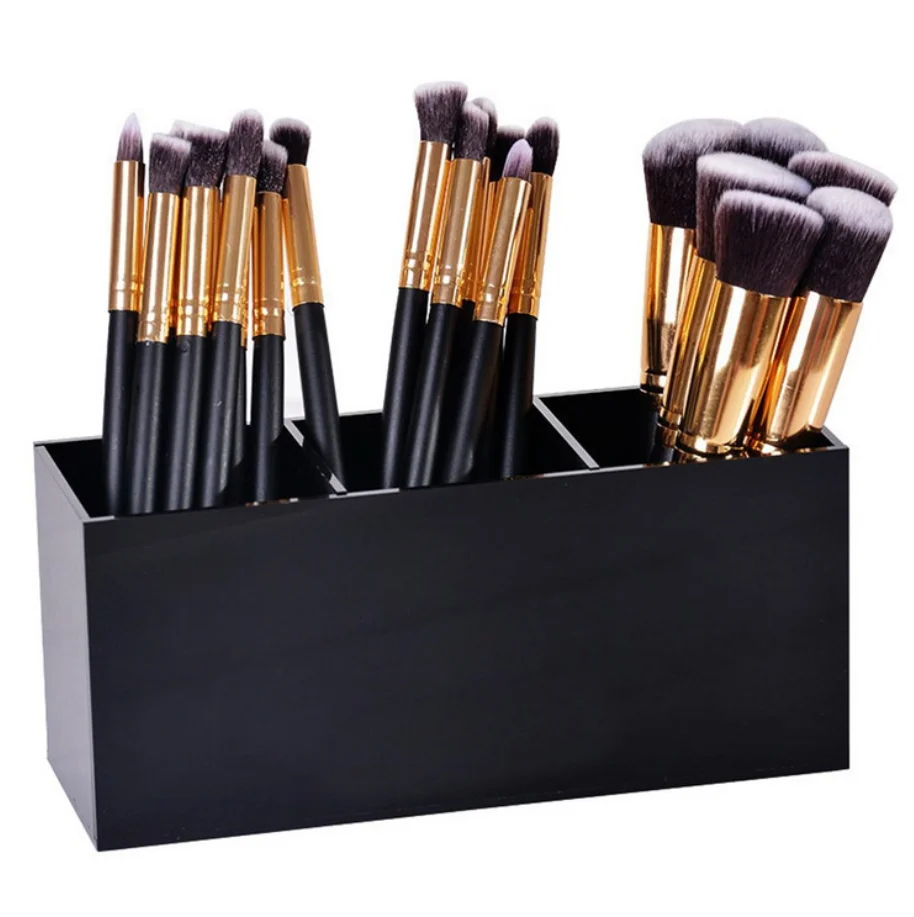 

Custom new arrival large square luxury crystal plastic acrylic makeup brush holder