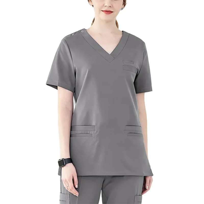 

New Design Nurse Uniform O Collar Uniformes Medicos Stretchy Uniforms Dotor Workwear, As the color map customized