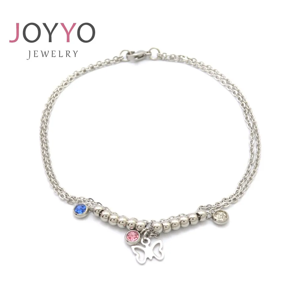 

Wholesale Butterfly beads Anklet Stainless Steel Women Jewelry Butterfly Anklet