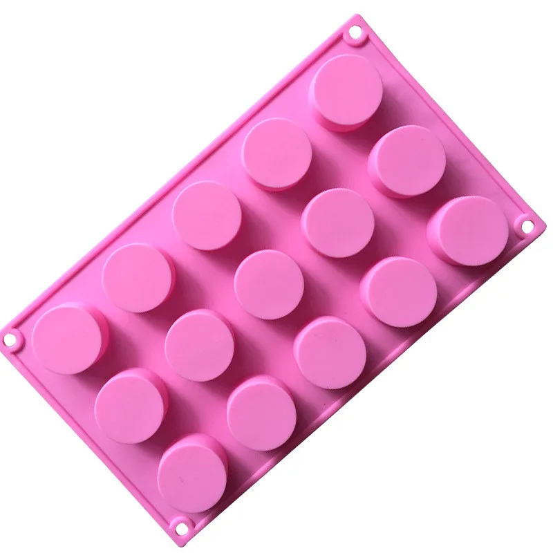 

0633 15 hole small circle silicone cake mold jelly DIY chocolate baking mold pudding handmade soap mold, Pink