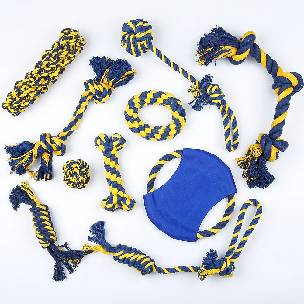 

Eco-friendly cheap ball rubber cotton rope squeaky dog toy custom pet dog chew toy set ready to ship