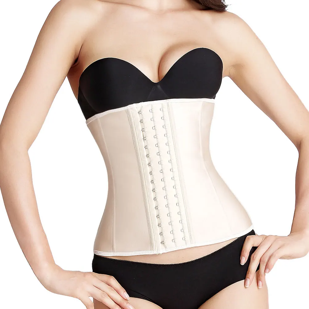 

NANBIN Beige Waist Trainer Latex Corset Belly Slimming Underwear Body Shaper Steel Bone Corset, As shown