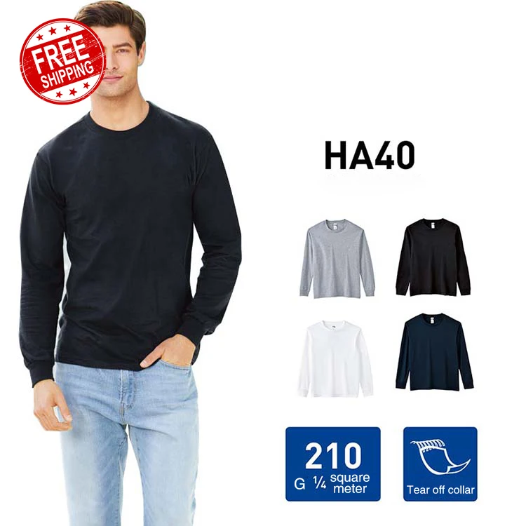 

Threaded long-sleeved T-shirt Men's Pure Cotton Printing Crew Neck Sweatshirt