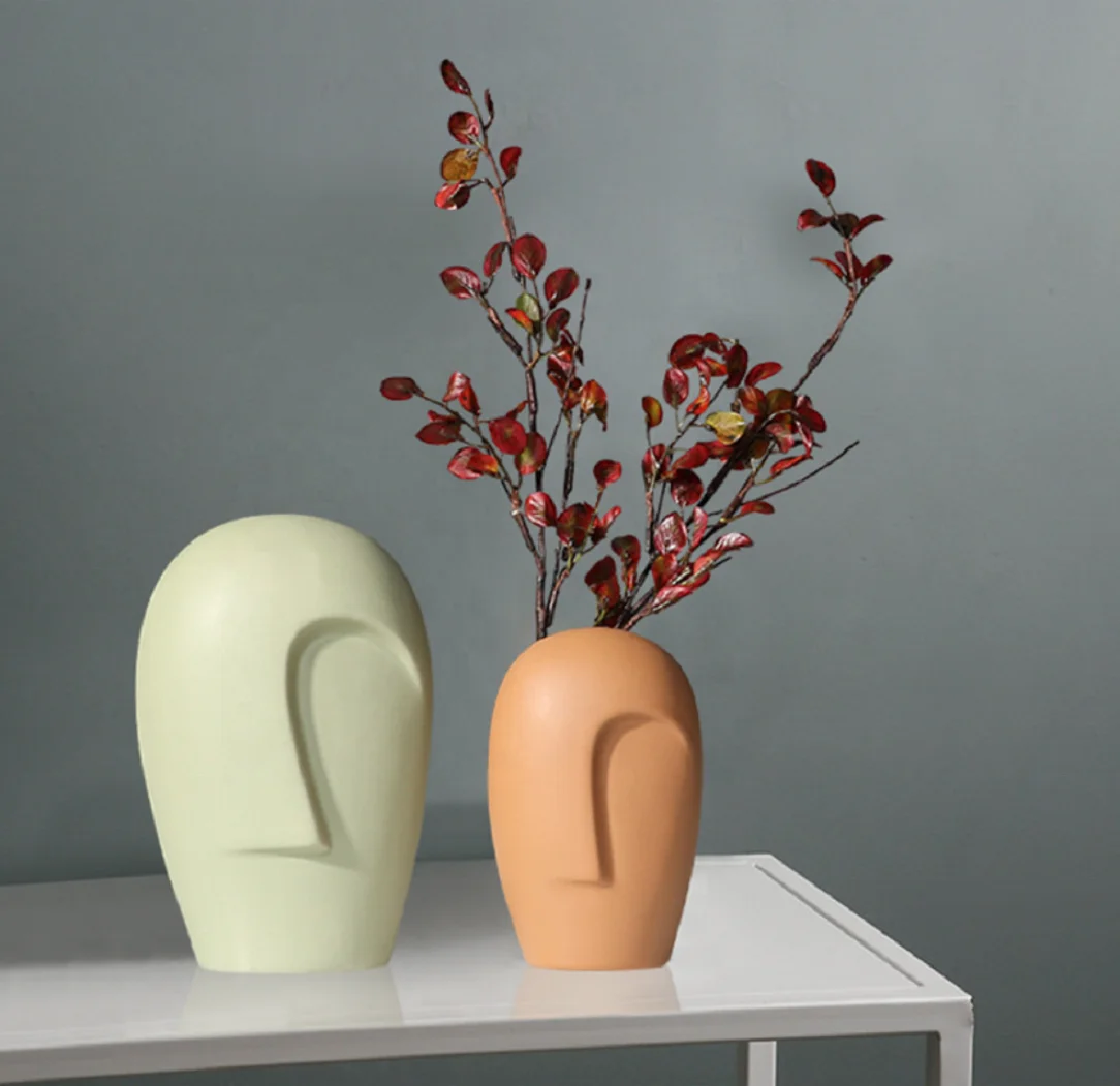 

Best selling creative Nordic modern minimalist style face ceramic vase model room club hall individual ceramic vase, Picture