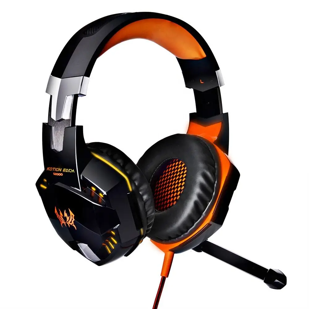 

2021 new latest G2000 Noise Cancelling Gaming Headphones with Mic Led Light Over Ear Wired Headset For PC Game, Blue,red and orange