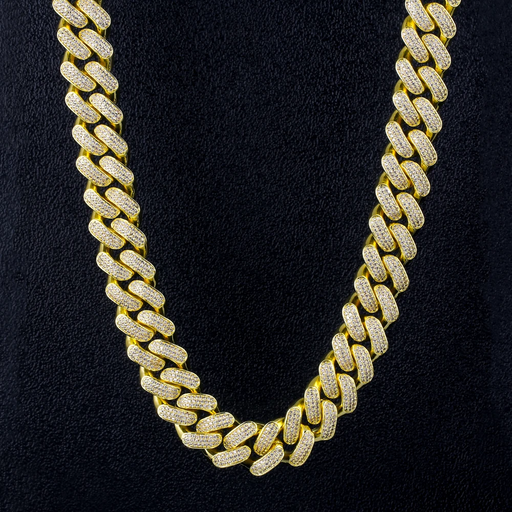 

KRKC&CO Wholesale Cuban Chain Jewelry 18mm Cuban Link Cadena De Oro 14K Gold Plated Mens Cuban Link Necklace